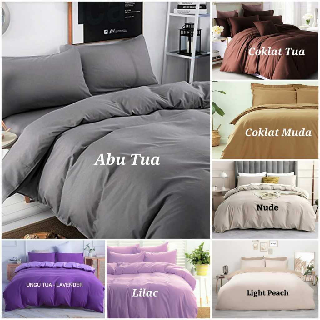 Bedcover Saja Katun Jepang Polos Aneka Warna l Bed Cover Tanpa Sprei l Selimut Dingin Halus Adem Kua