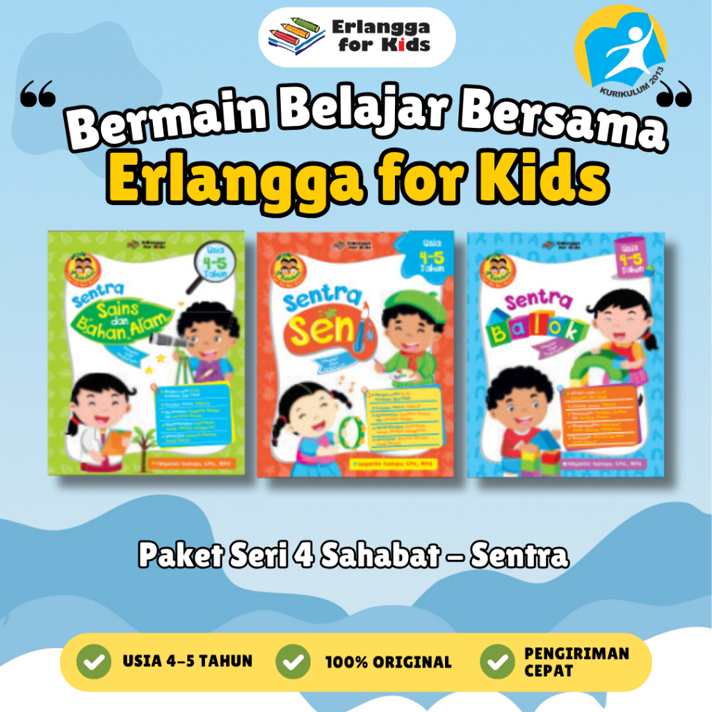 [Erlangga] Buku Paket Paud: Seri 4 Sahabat Sentra 4-5 Tahun - Erlangga For Kids