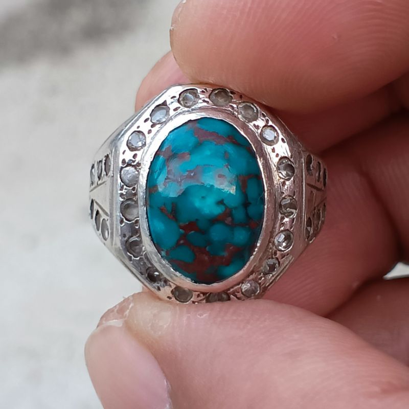 pirus biru Mesir ring perak
