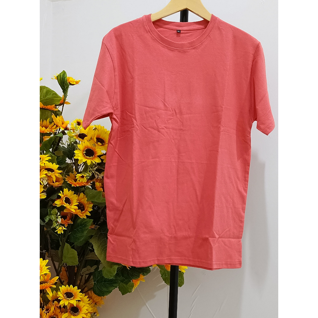 {Lebih Tebal} Kaos Polos Cotton Combed Premium 24s Warna Orange Peach Adem Lembut (Pria-Wanita)
