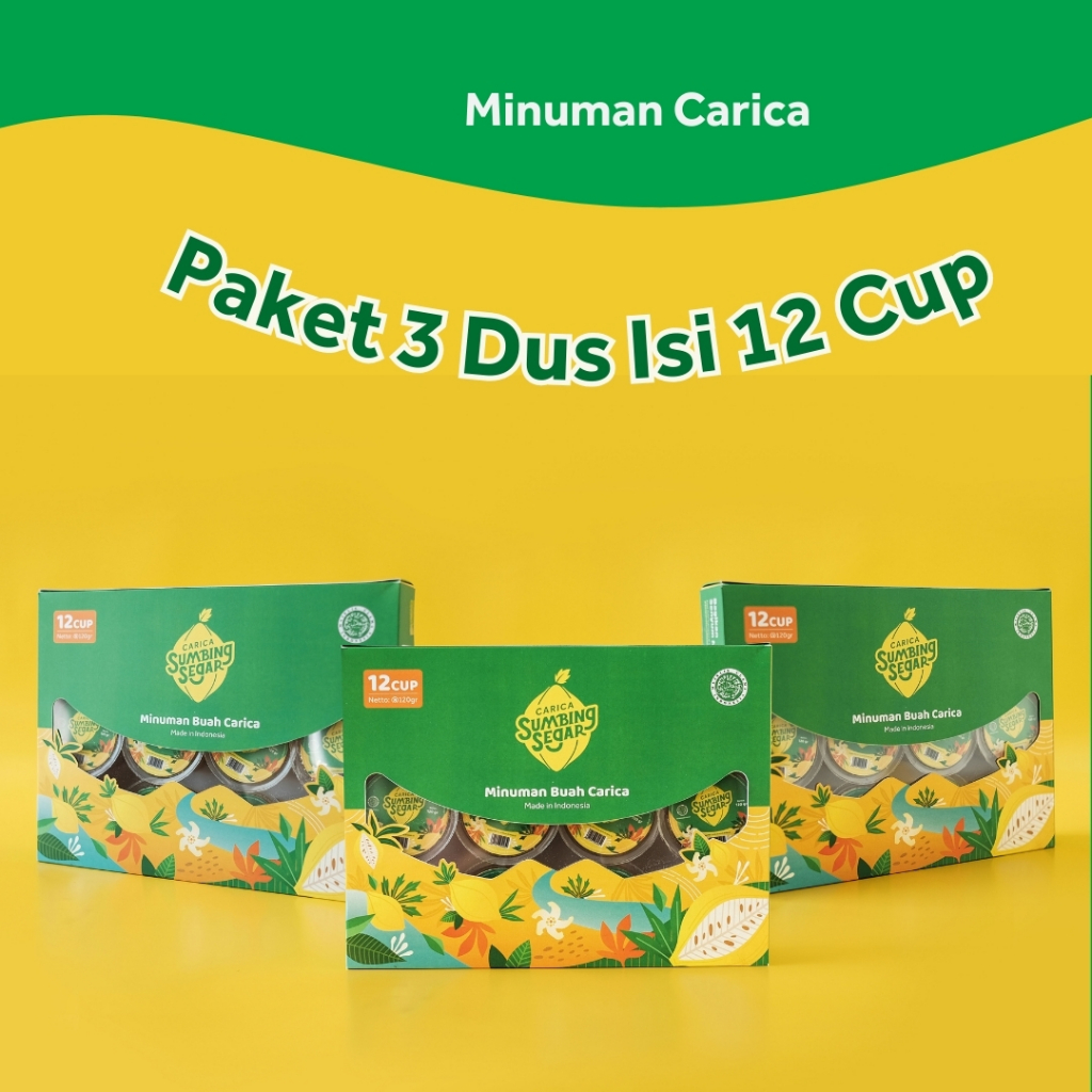 

Paket Hemat 3 Dus Carica Buah Carica Asli Dieng Merk Sumbing Segar isi 12 Cup 120 gram