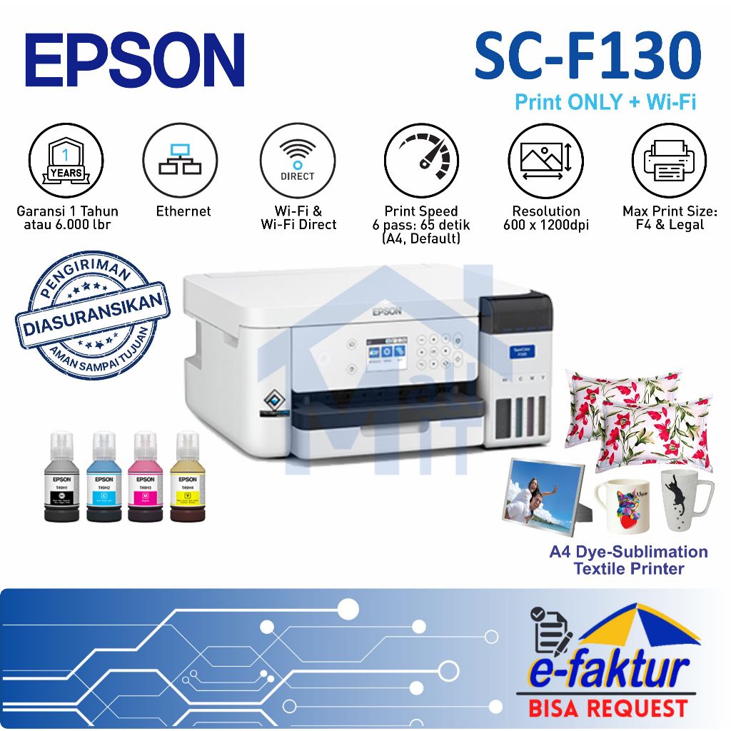 MALLIT EPSON Printer Surecolor SC-F130 Epson Surecolor F130 Sublimation Printer A4 Garansi Resmi