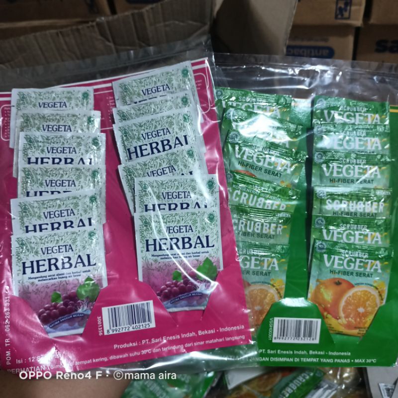 

Vegeta herbal/Scubber hi-fiber serat isi 12 anggur/jeruk