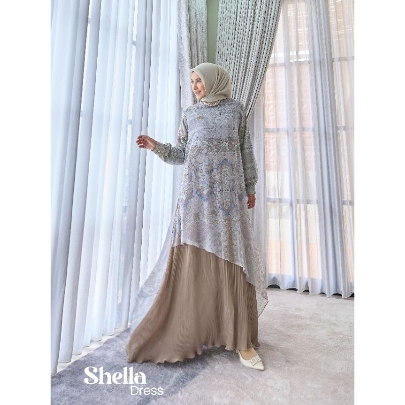 SHELLA DRESS / GAMIS PESTA WANITA/ DRESS MEWAH ORI BY MAREVI ( ADA SIZE STANDAR DAN JUMBO)