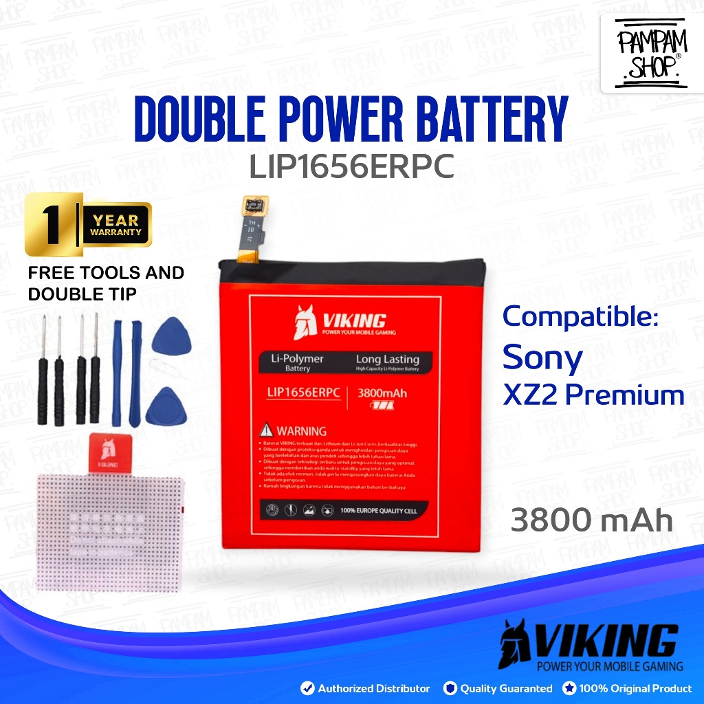 VIKING Baterai LIP1656ERPC Sony Xperia XZ2 PREMIUM AU SOV38 H8166 H8116 Double Power Batre Batrai Or