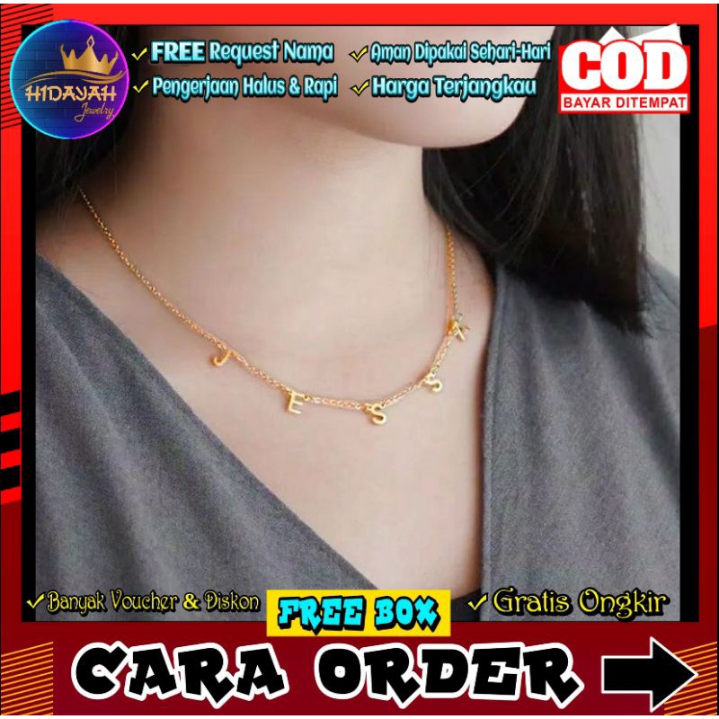 (Bisa COD) Kalung Nama Titanium Anti Karat Kalung Prilly Latuconsina Custom Free Request Nama