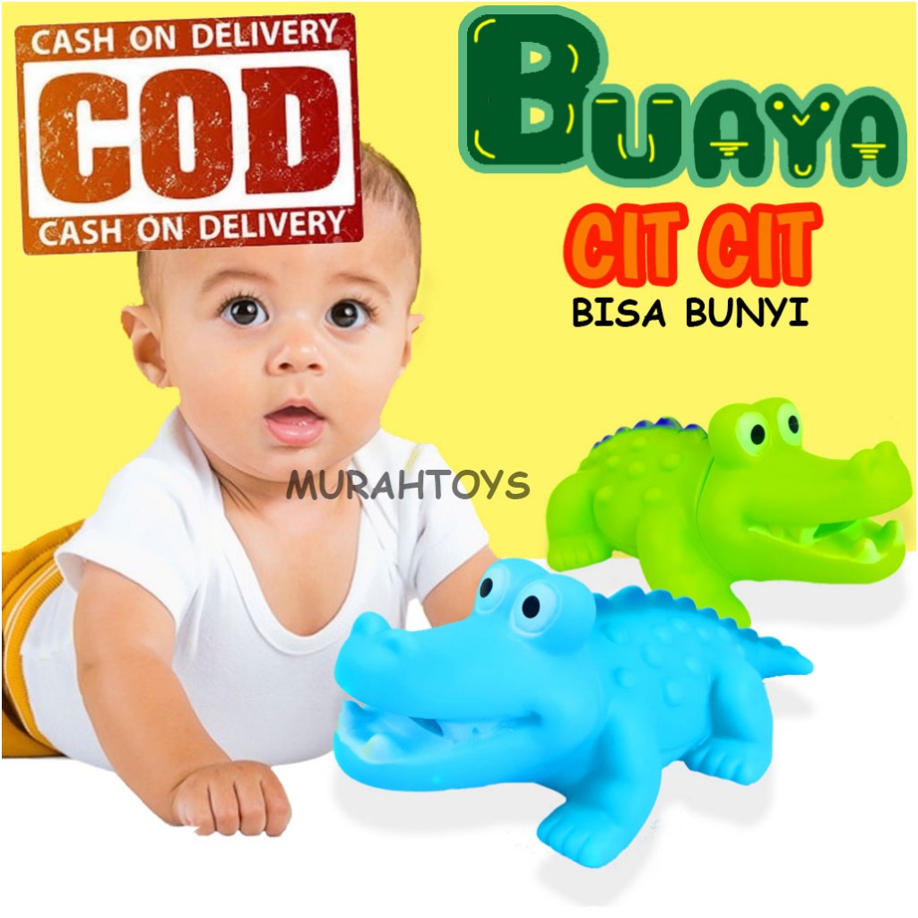 Mainan Anak Buaya Karet Bunyi Cit Cit/ Mainan Bayi Buaya Karet Tekan Bunyi 849