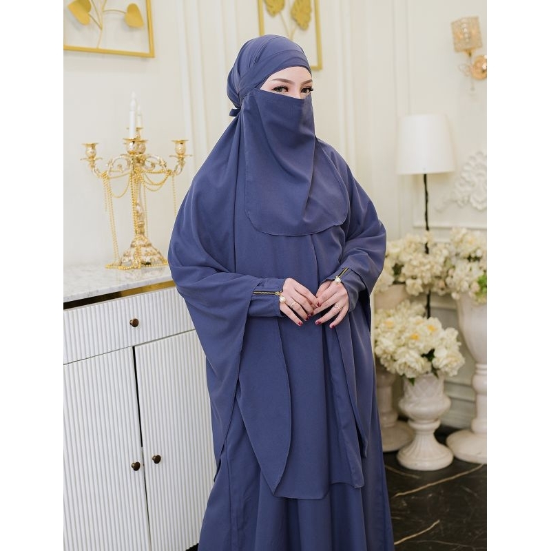 ABAYA SHAAZIA SET KHIMAR BAHAN WOLFIS PREMIUM FREE CADAR