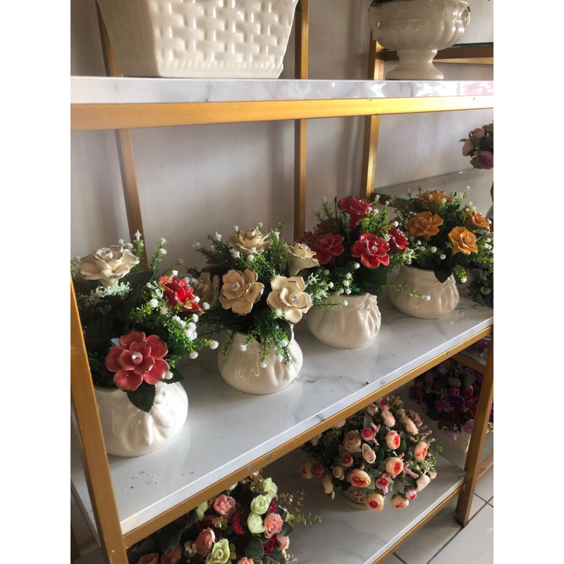 Bunga Mawar Keramik Vas Keramik