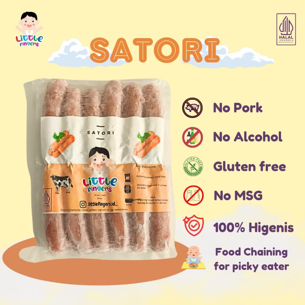 

Little Fingers / Satori / Sosis Daging Sapi Full Daging / MPASI No MSG Halal