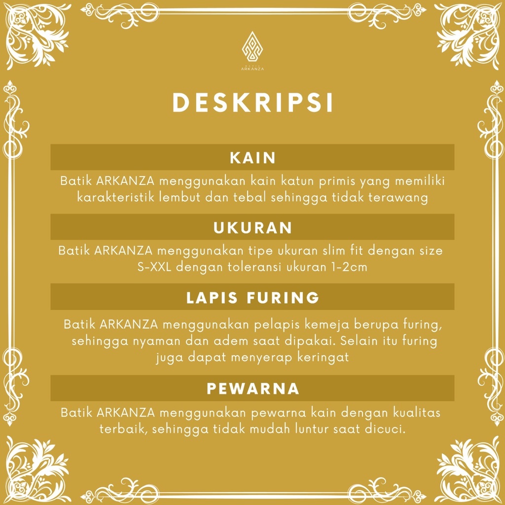 Kemeja Batik Arkanza Slimfit Lapis Furing Premium Motif MAHAMERU Hitam Batik Arkanza