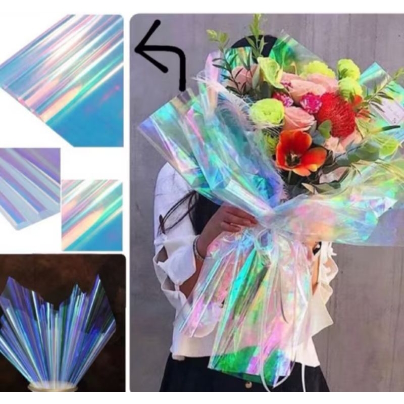 

( 1 lembar ) FLOWER WRAPPING HOLOGRAM CELLOPHANE HOLOGRAM KERTAS BUKET BUNGA RAINBOW HOLOGRAM TRANSPARANT