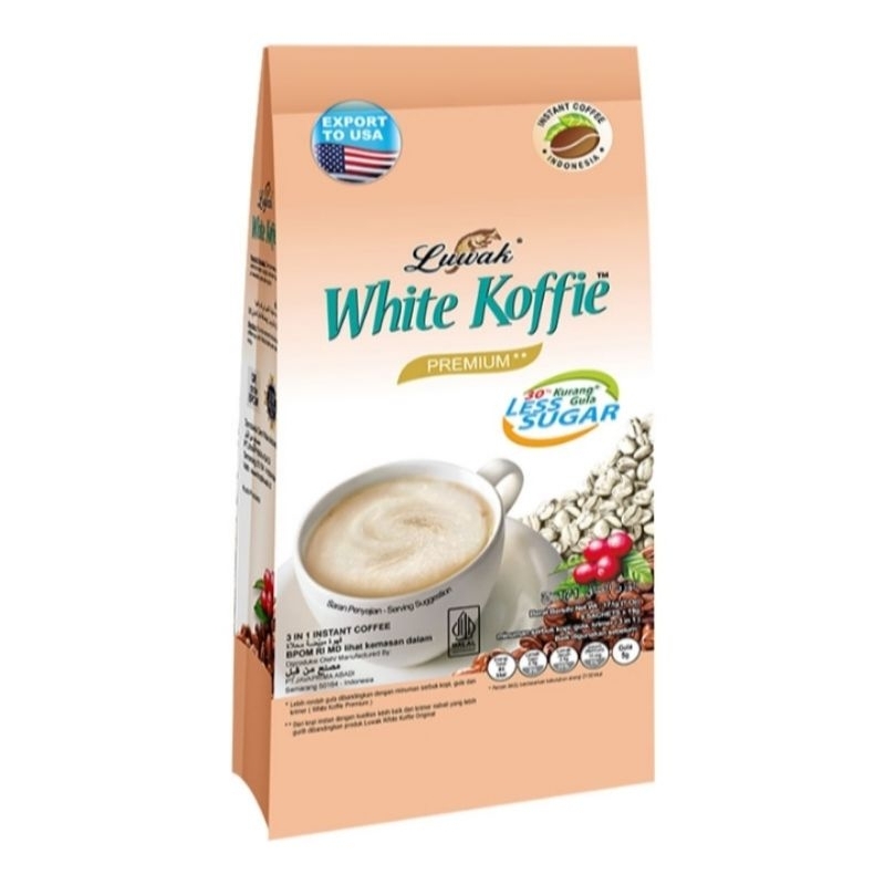 

Luwak White Koffie Premium Less Sugar isi 9 sachet ×19g