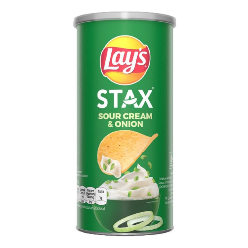 

(READY) HALAL Lay's Stax Keripik Kentang Rasa Sour Cream & Onion 70 g