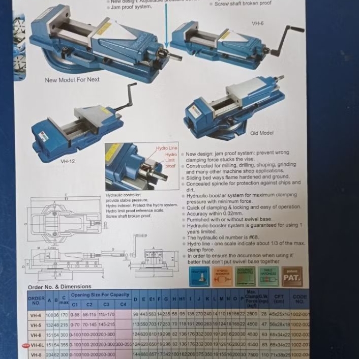Vertex hidraulic machine vise vh-8