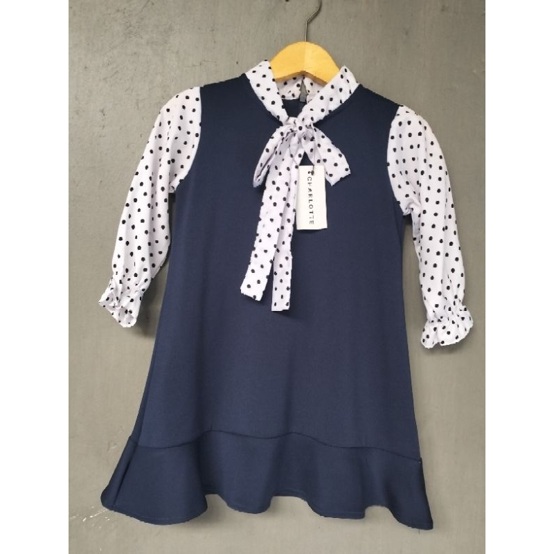 pakaian anak perempuan, dress polka, kaos anak