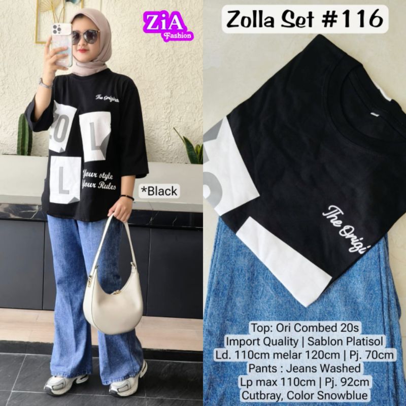 ZOLLA SET#116 SETELAN KAOS WANITA PLUS CELANA JEANS BY ZIA