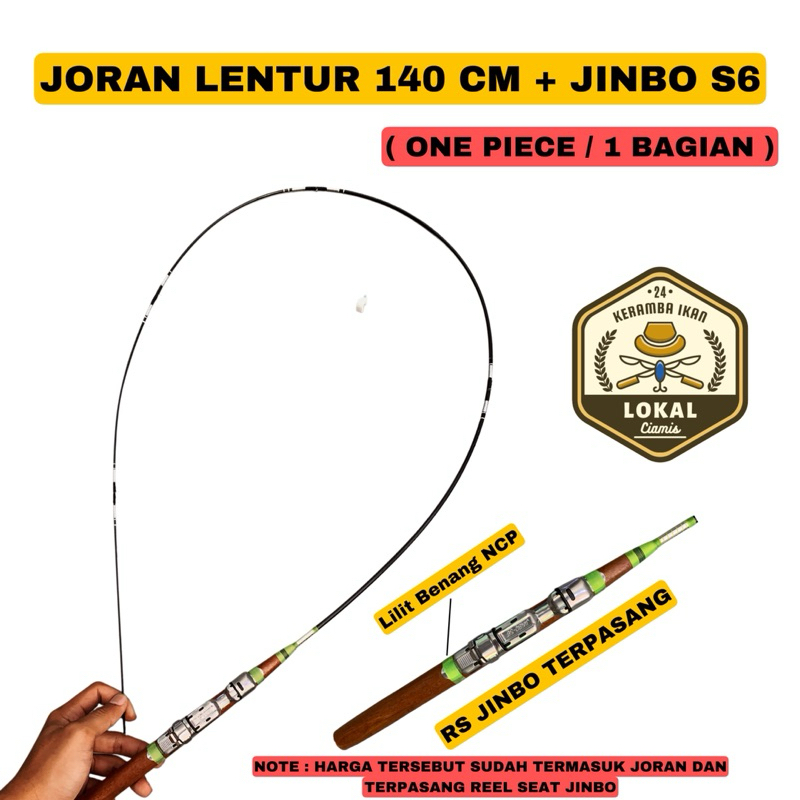 JORAN FIBER LENTUR 140 CM + RS JINBO COCOK UNTUK MANCING IKAN DISUNGAI KECIL