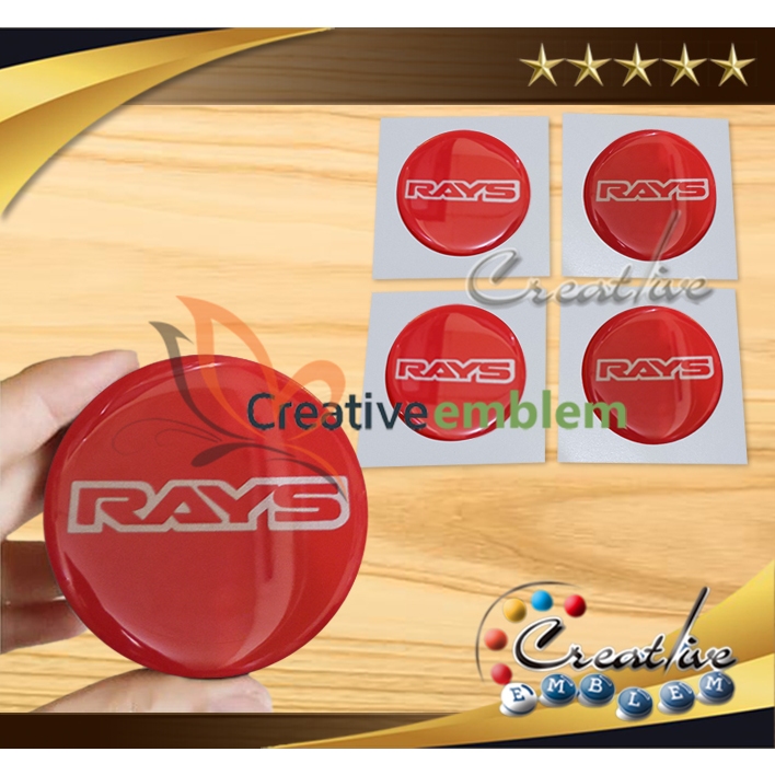 Sticker Timbul Tutup Dop Velg RAYS Red Gold Big
