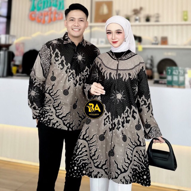 Batik Couple Original Pekalongan Premium Katun Batik Rhizqy Jumbo Seragam Sarimbit Motif Terbaru 202