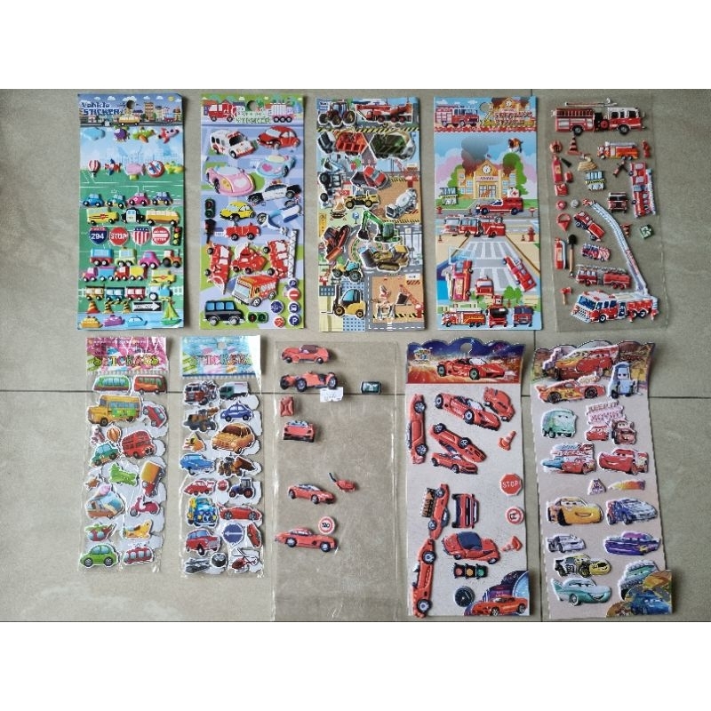 

Preloved - koleksi stiker anak sticker 3D 3dimensi puffy timbul - reward anak gambar tempel kendaraan vehicle mobil mobilan