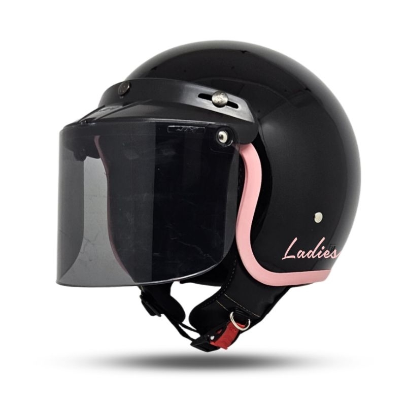 Helm Bogo Wanita Ladies List Pink Aesthetic Hijab YRH Full Leher SNI