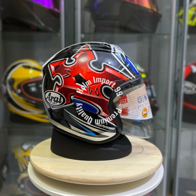 HELM IMPORT HALF FACE ARA VZ RAM VZRAM NAKANO SHURIKEN SILVER HIGH QUALITY