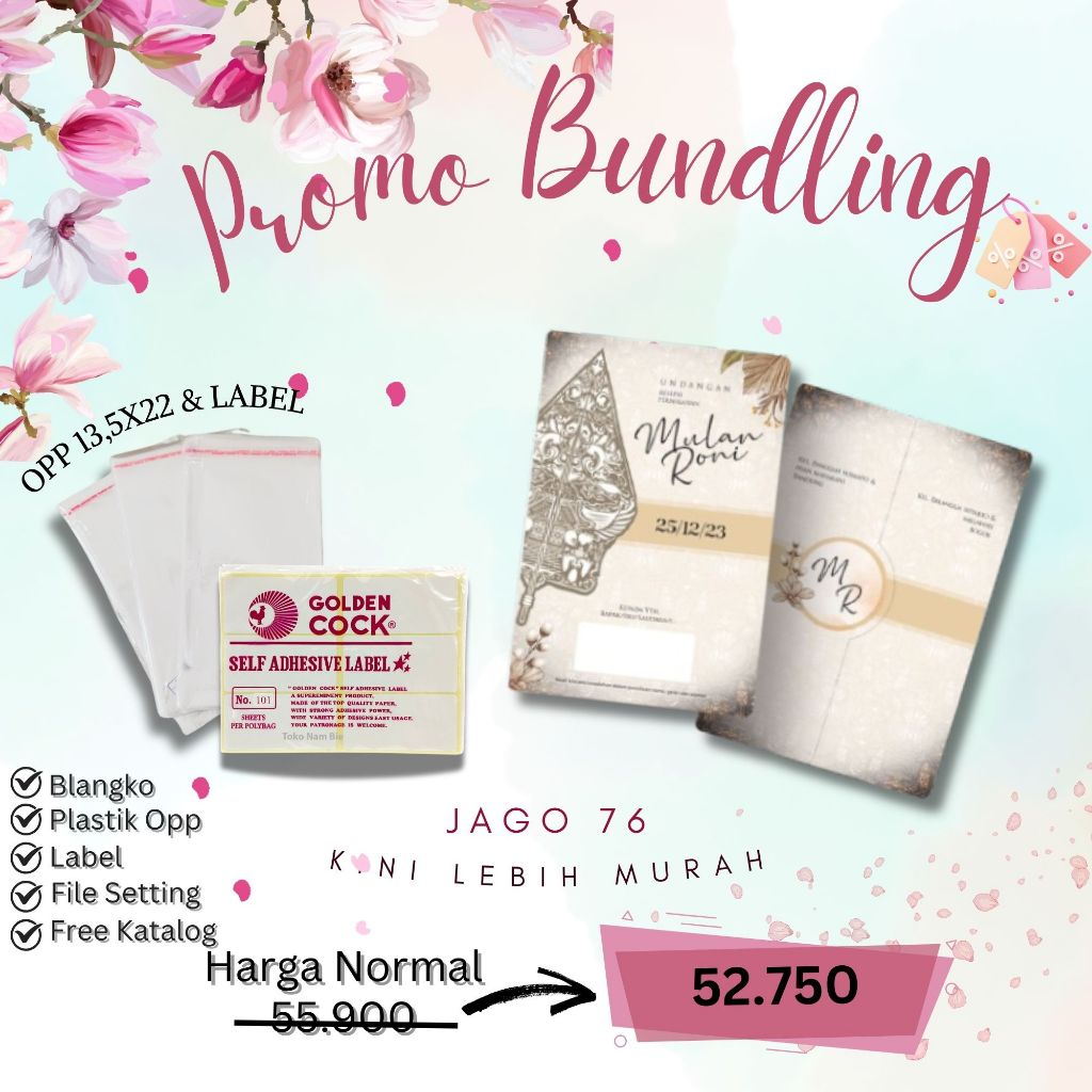 Paket Lengkap Jago 76 Opp Label|Kertas Kosong Murah|Blangko Undangan Murah|Blangko Undangan |Blangko