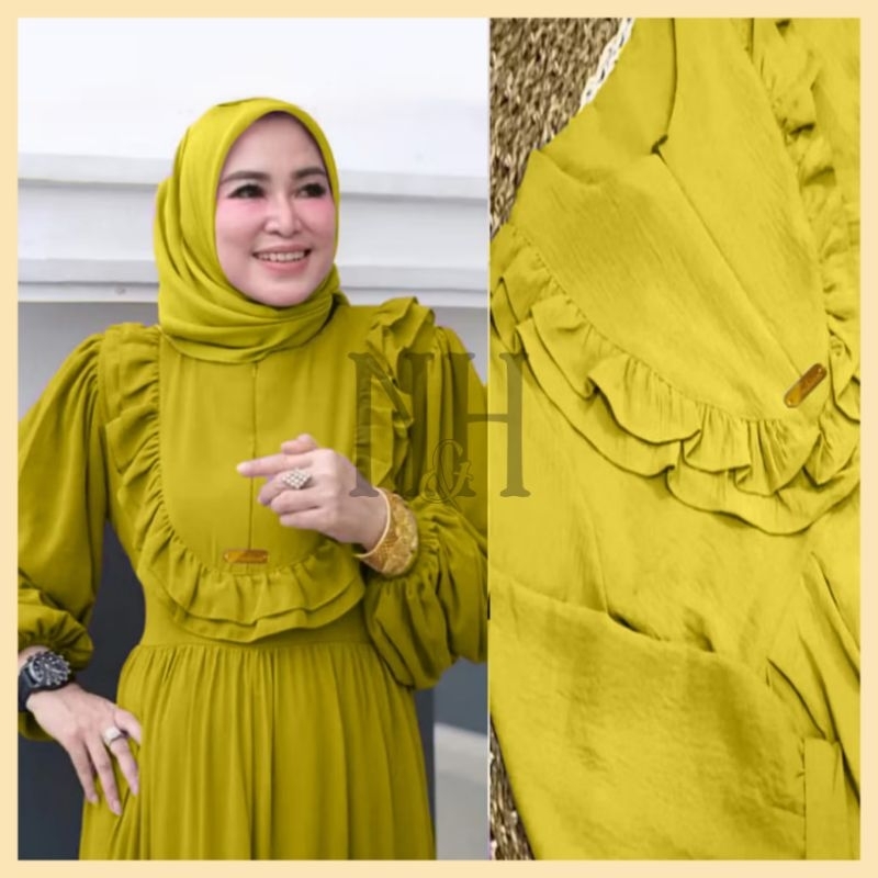 Gamis Rempel - Dress Rempel Dada - Gamis Crinkle Jumbo Busui Friendly