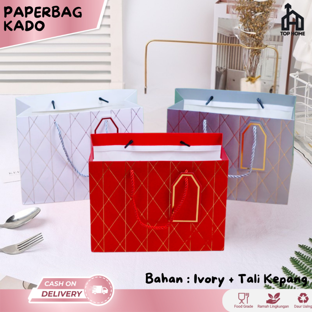 

Paper Bag Kado Hampers Gift Motif Tebal Kertas Ivory Tebal / Tas Goodiebag Kantong Kertas Karton