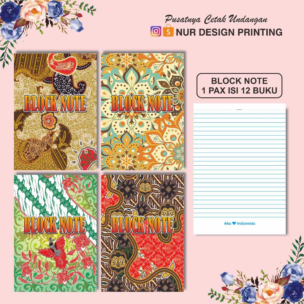 

Block Note A5 Batik 1 Lusin isi 12 pc, souvenir, merchandise, dll