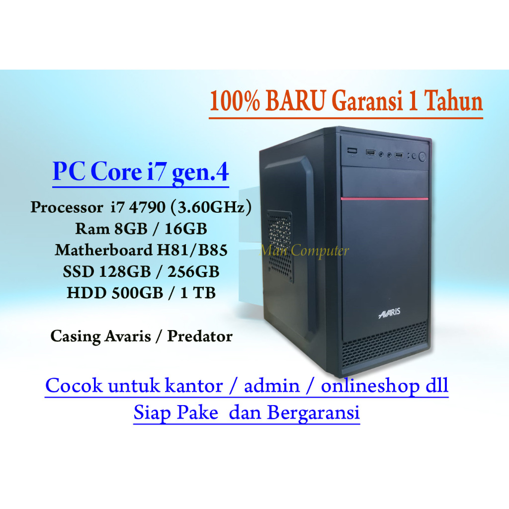 PC Rakitan Core i7 4790 gen4 Komputer Baru Murah dan Garansi