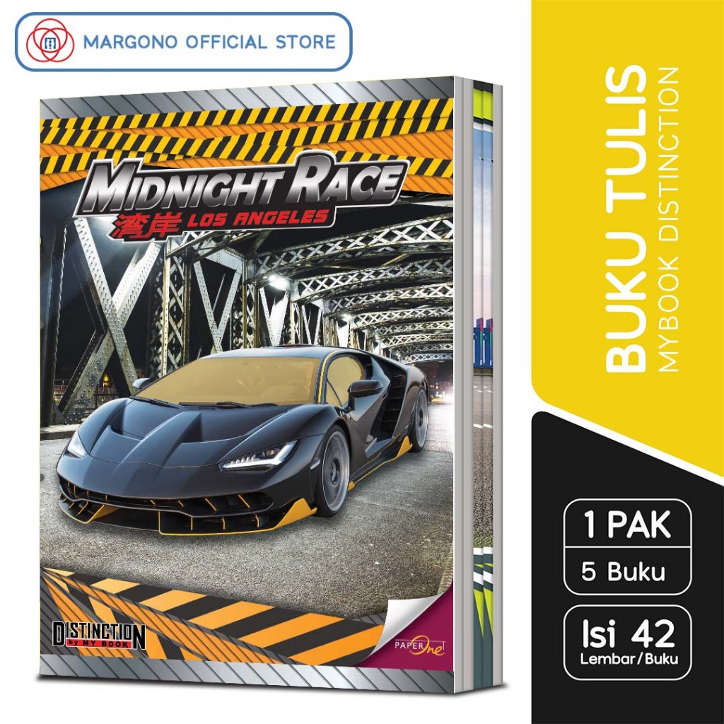 

My Book Distinction Buku Tulis Midnight Race Mobil Balap 42 Lembar Boxy - 5 Buku