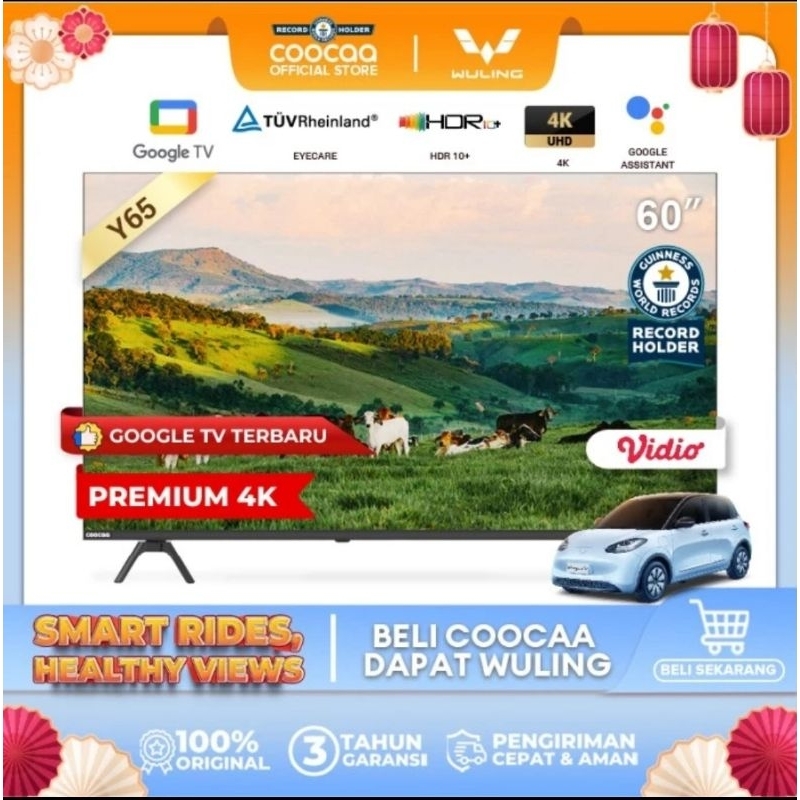 Google TV 60 inch 4K COOCAA 60Y65 Android TV 60" Coocaa Y65 60 inch Digital UHD 4K