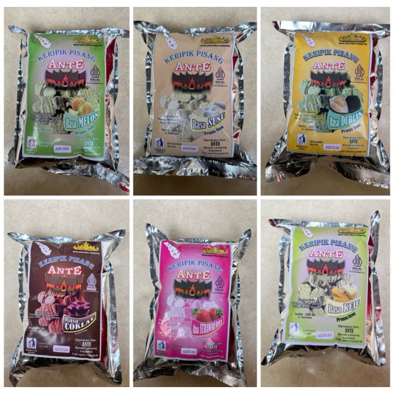 

PAKET KERIPIK ANTE PISANG VARIAN RASA. harga untuk 1 paket isi 6 pcs