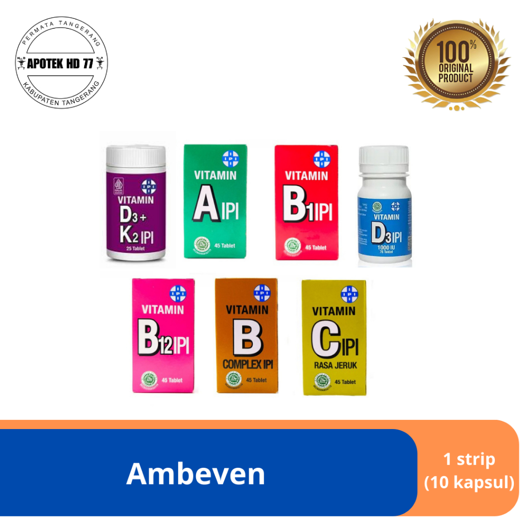 Vitamin IPI All Varian (A, B1, B complex, B12, C, D3 dan D3+K2)