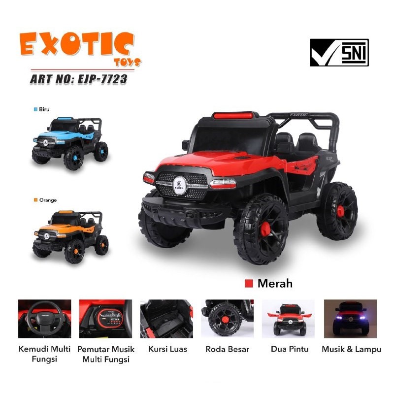 Mobil Aki Anak EXOTIC Jeep EJP-7706 EJP-7704 7727 7723 EJP7706 EJP7004 EJP7727 EJP7723 Remot Murah