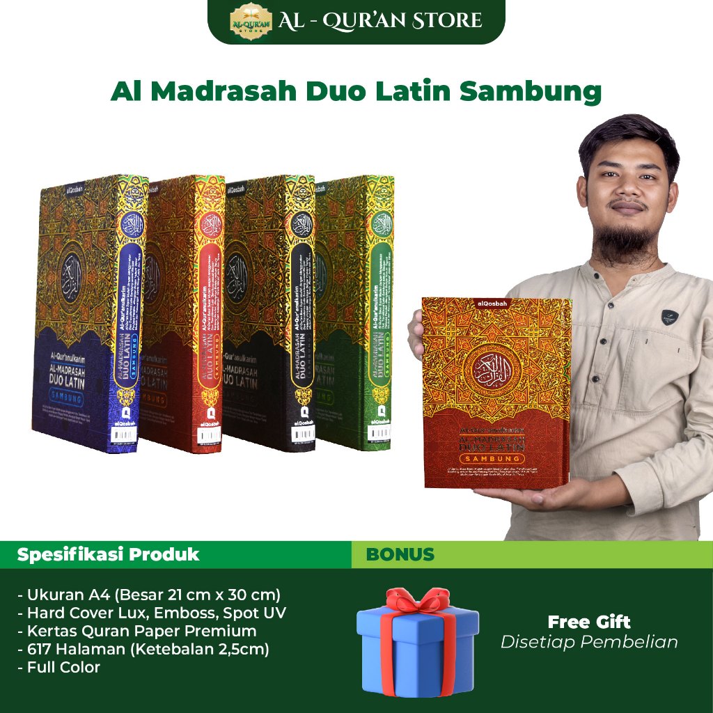 Al-Qur'an Almadrasah Duo Latin A4 / Alquran Belajar Al Qosbah Terjemah & Transliterasi Latin Besar, 