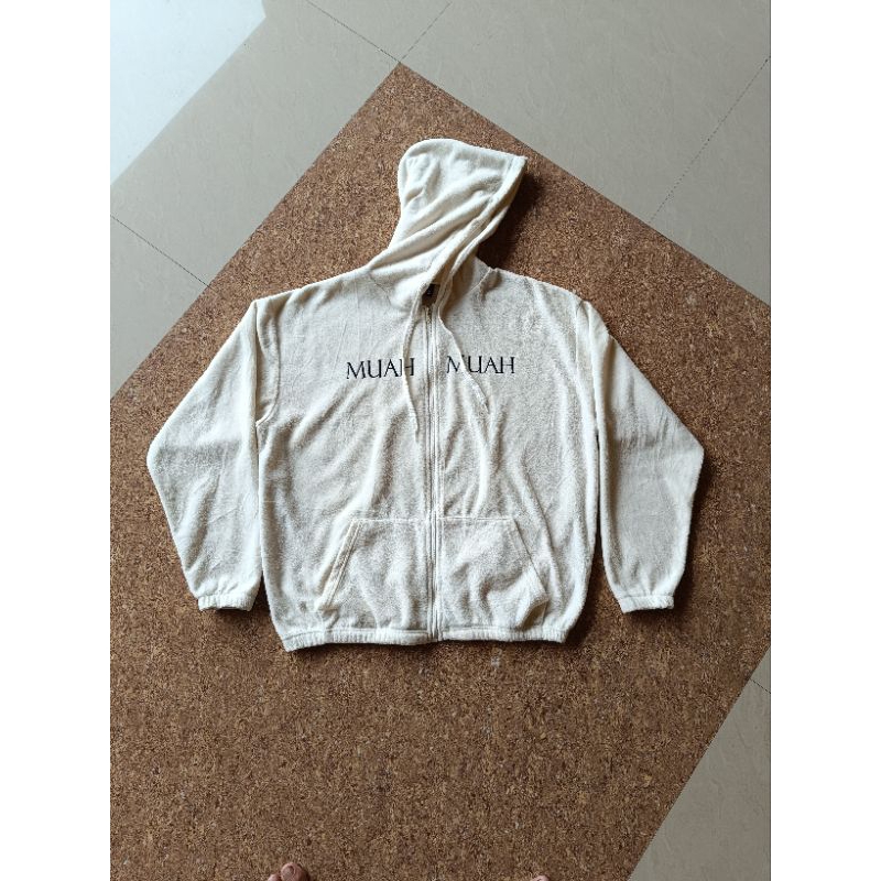 Authentic Muah Muah Hoodie Zipper Serpa White