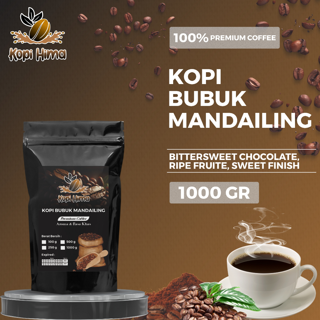 

kopi.hima - bubuk kopi mandailing berat variasi 100 gr, 250 gr, 500 gr, 1000 gram premium roasting