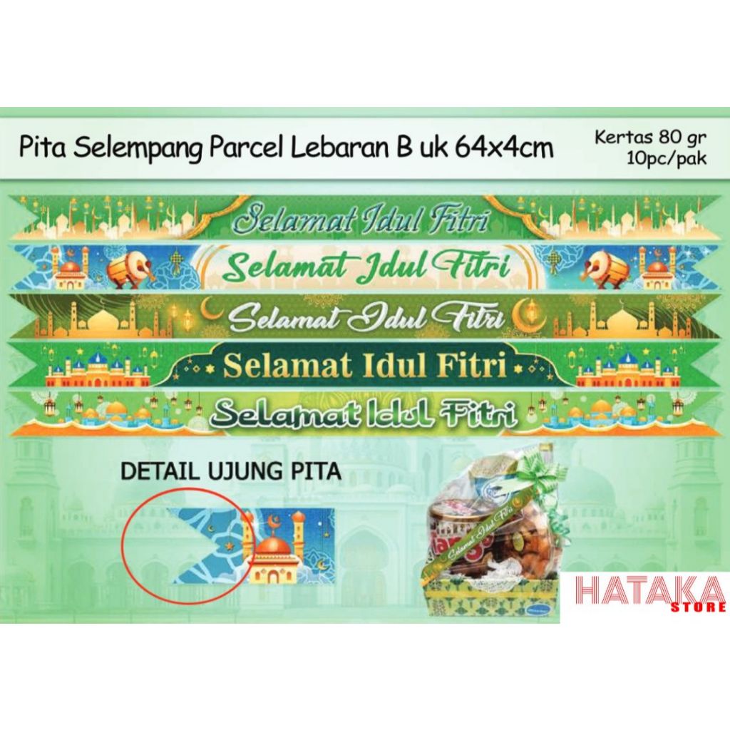 

(10 PCS) Slempang Parcel Idul Fitri Selempang Eid Mubarak Hampers Lebaran Pita Parcel Lebaran