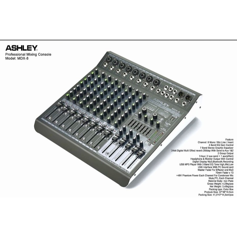 MIXER ASHLEY MDX8 8 CHANNEL MIXER AUDIO USB,BLUETOOTH