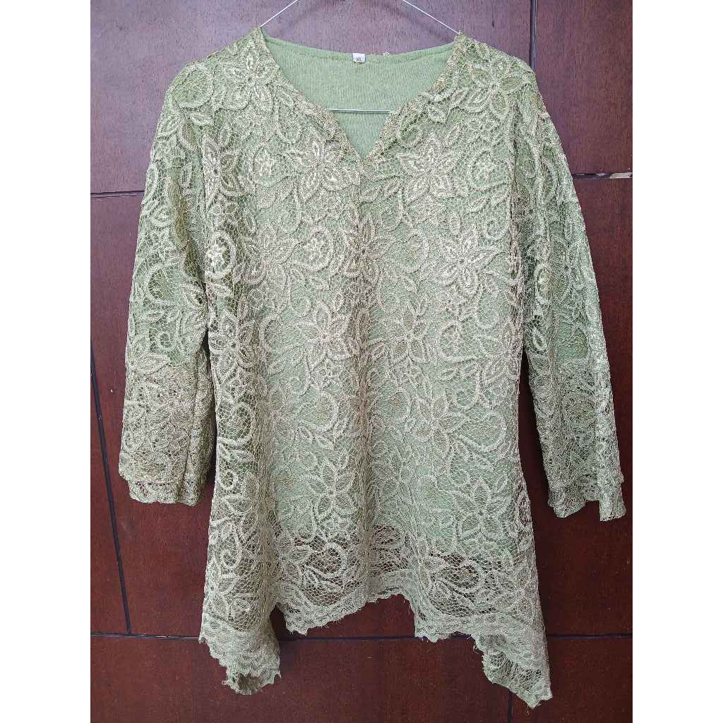 Preloved Blouse Brukat Hijau Sage