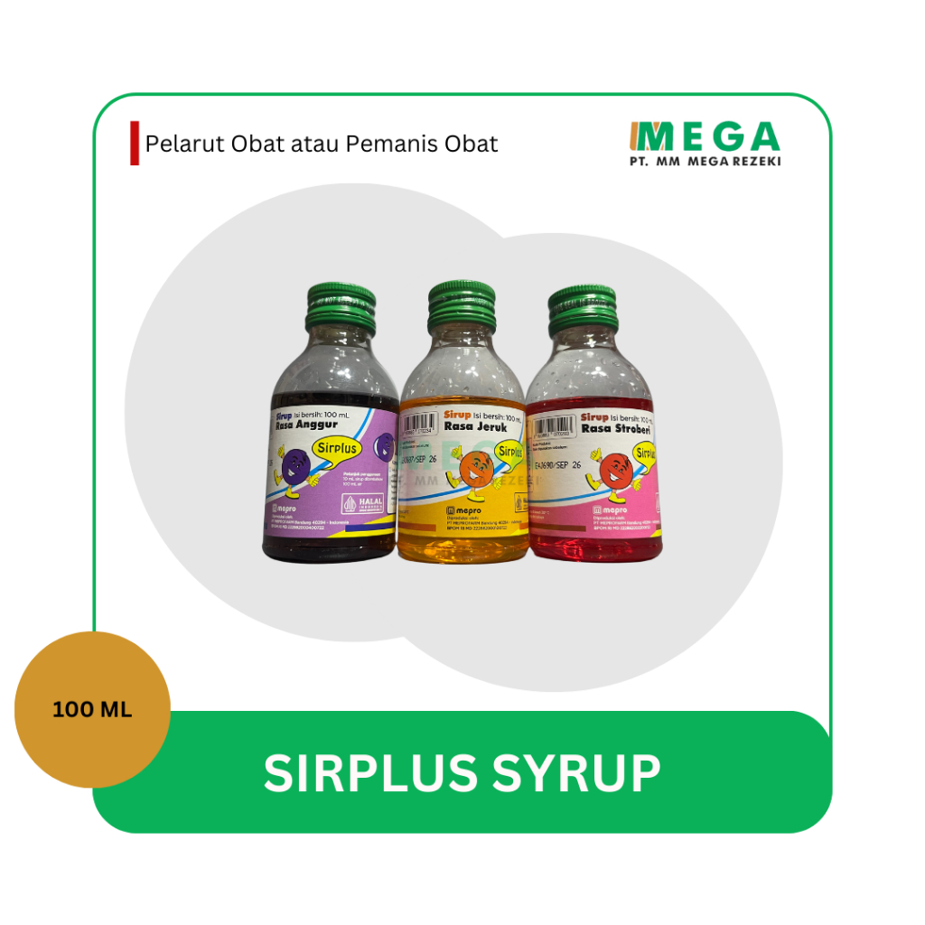 

Sirplus Syrup Pemanis Obat 100ml - Jeruk/ Strawberry/ Anggur