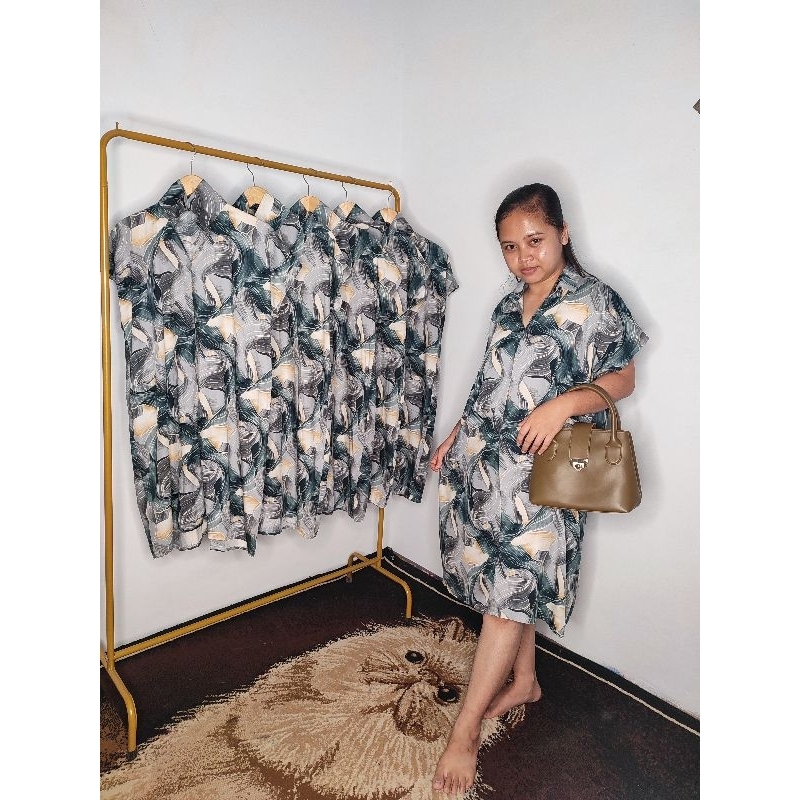 Dress Motif/Daster Kerah Rayon Premium kekinian