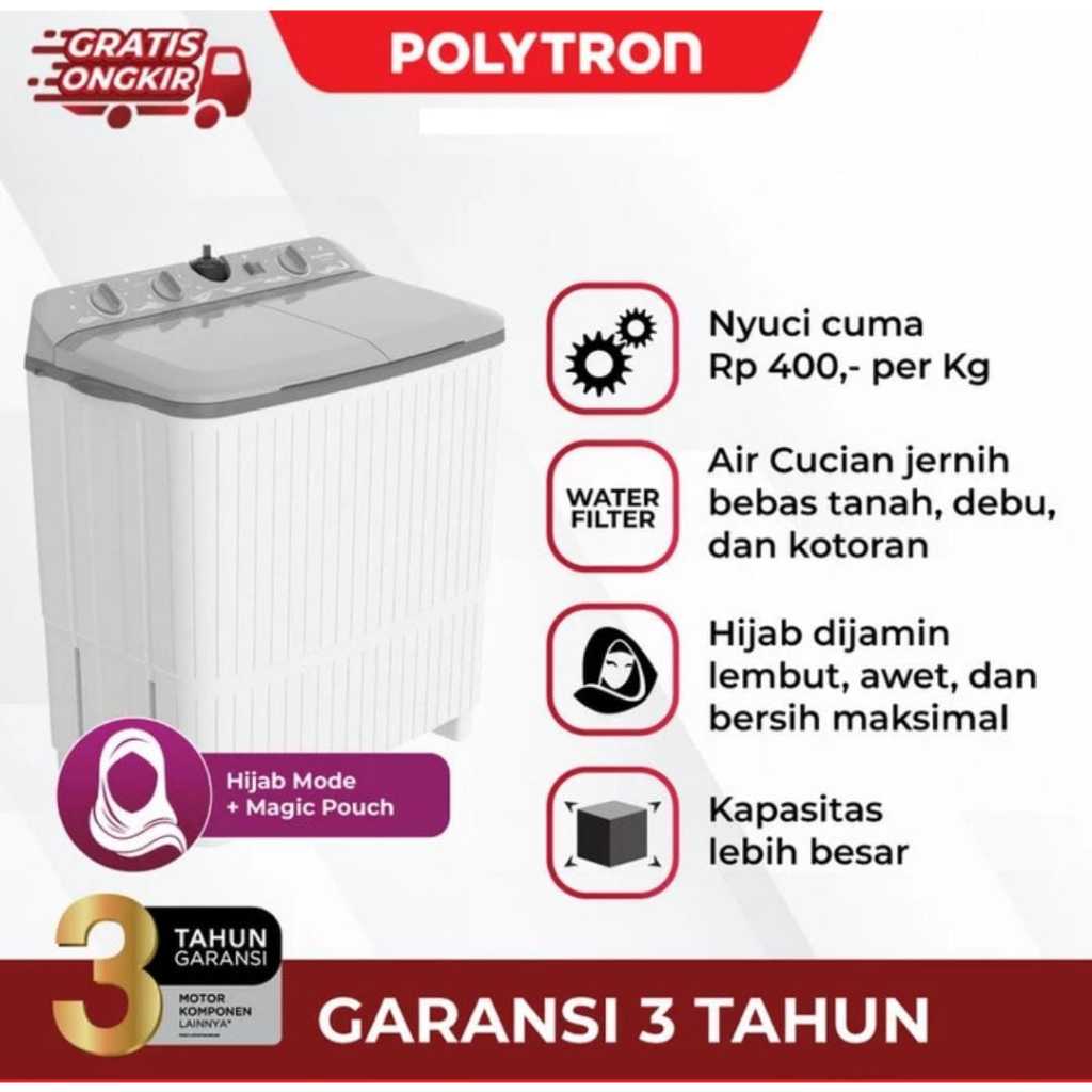 MESIN CUCI POLYTRON PWM 7076  - 2 TABUNG