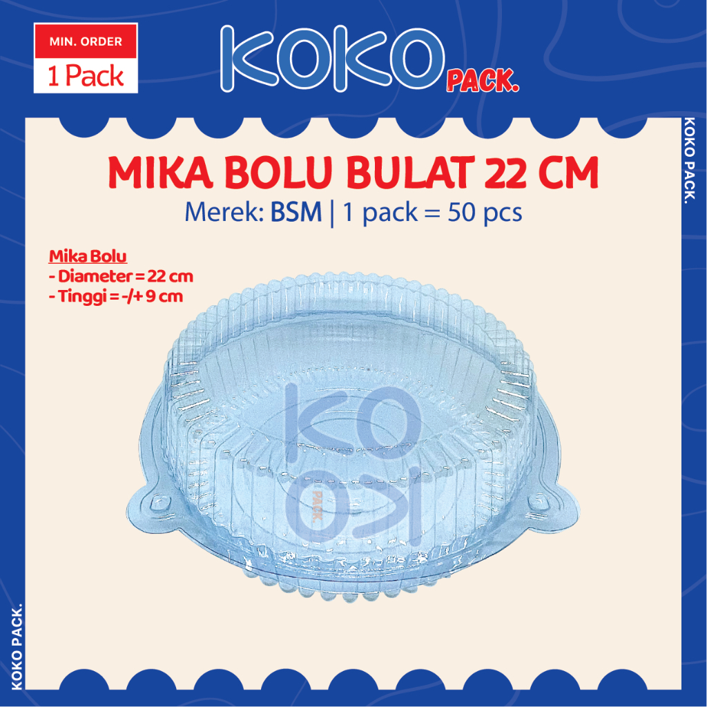 (isi 50pcs) Mika Bolu Sifon Bulat Ukuran Diameter 22 cm - Box Plastik Chiffon Cake