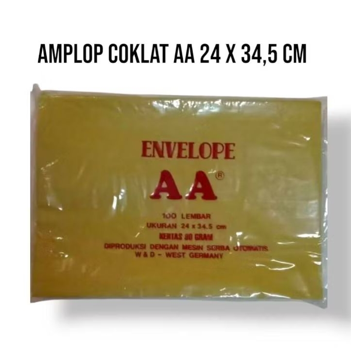 

Amplop coklat AA Folio 24 x 34,5 cm / amplop kesing AA F4 (100 lembar)