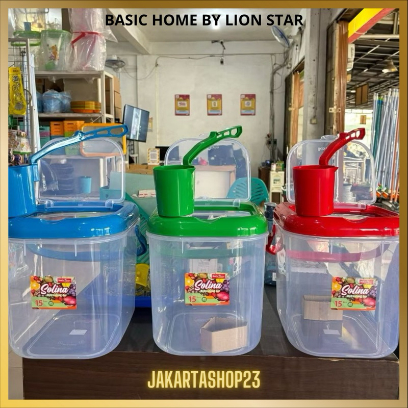 Toples Es Buah 15 Liter + Gayung Basic Home Lion Star / Tempat Wadah Air / Toples Jualan Es / Aquari