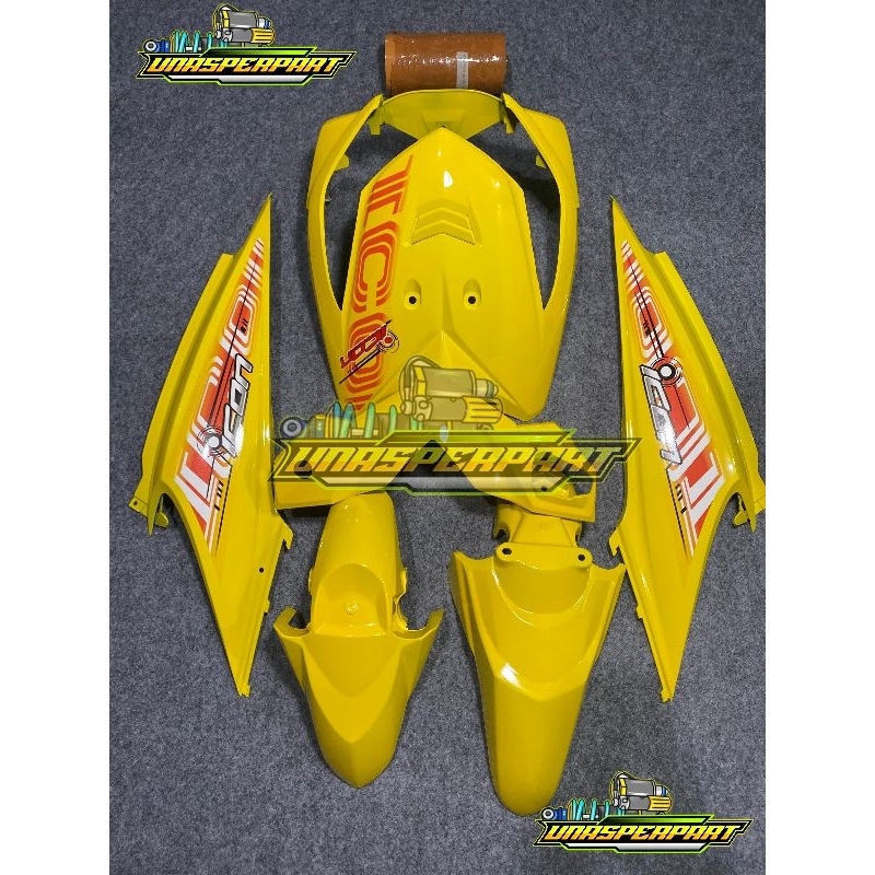 Cover full body halus honda beat karbu warna kuning plus striping icon